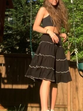 Black Tiered Ruffle Maxi Skirt